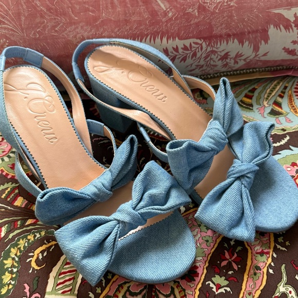 J Crew Lucie Bow Slingback Sandals in Denim Twill - Picture 6 of 11